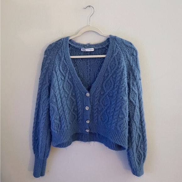 Zara CableKnit Blogger Favorite Cardigan Sweater Oversized Statement Preppy Fall - Picture 1 of 11